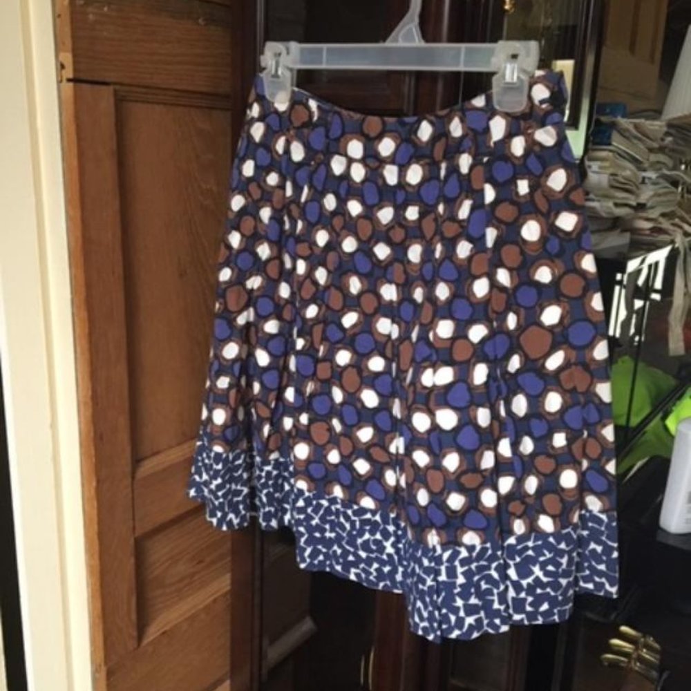 Brown And Blue Pleated Skirt